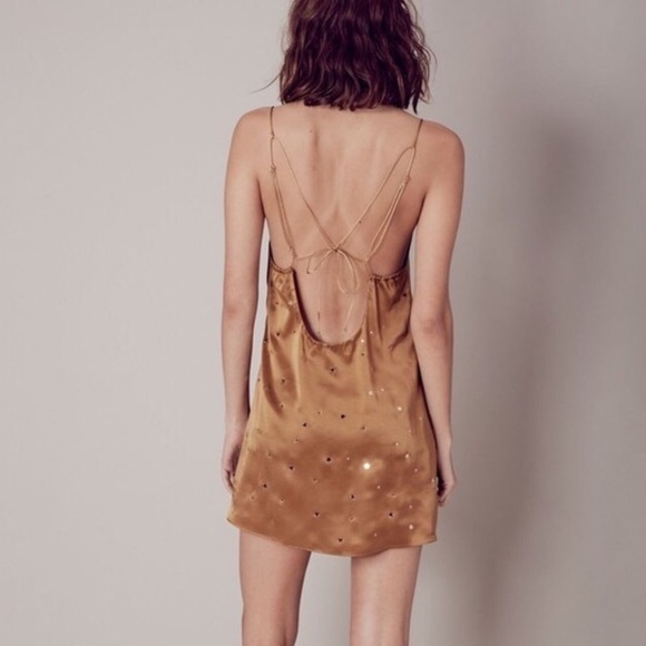 For Love & Lemons Gold Slip Twinkle Dress - Picture 2 of 2